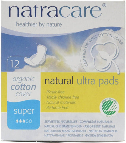 Natracare Pads Ultra With Wing Super 12 Count (3 Pack)