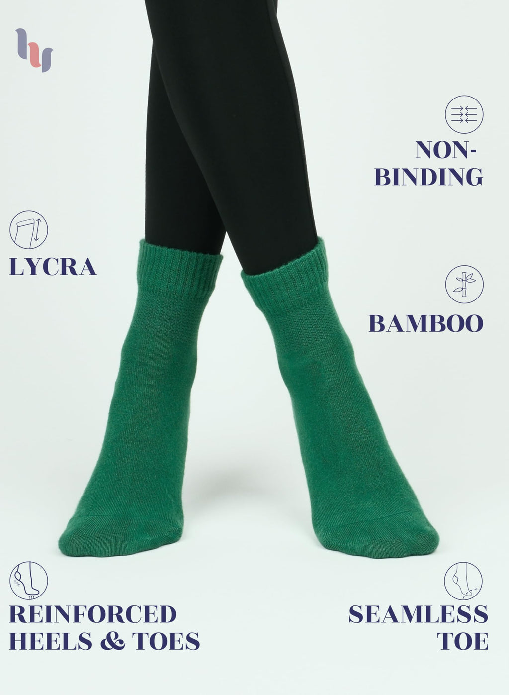 Hugh Ugoli Women Diabetic Ankle Socks, Super Soft & Thin Bamboo Socks, Wide & Loose, Non-Binding Top & Seamless Toe, 4 Pairs, Ch