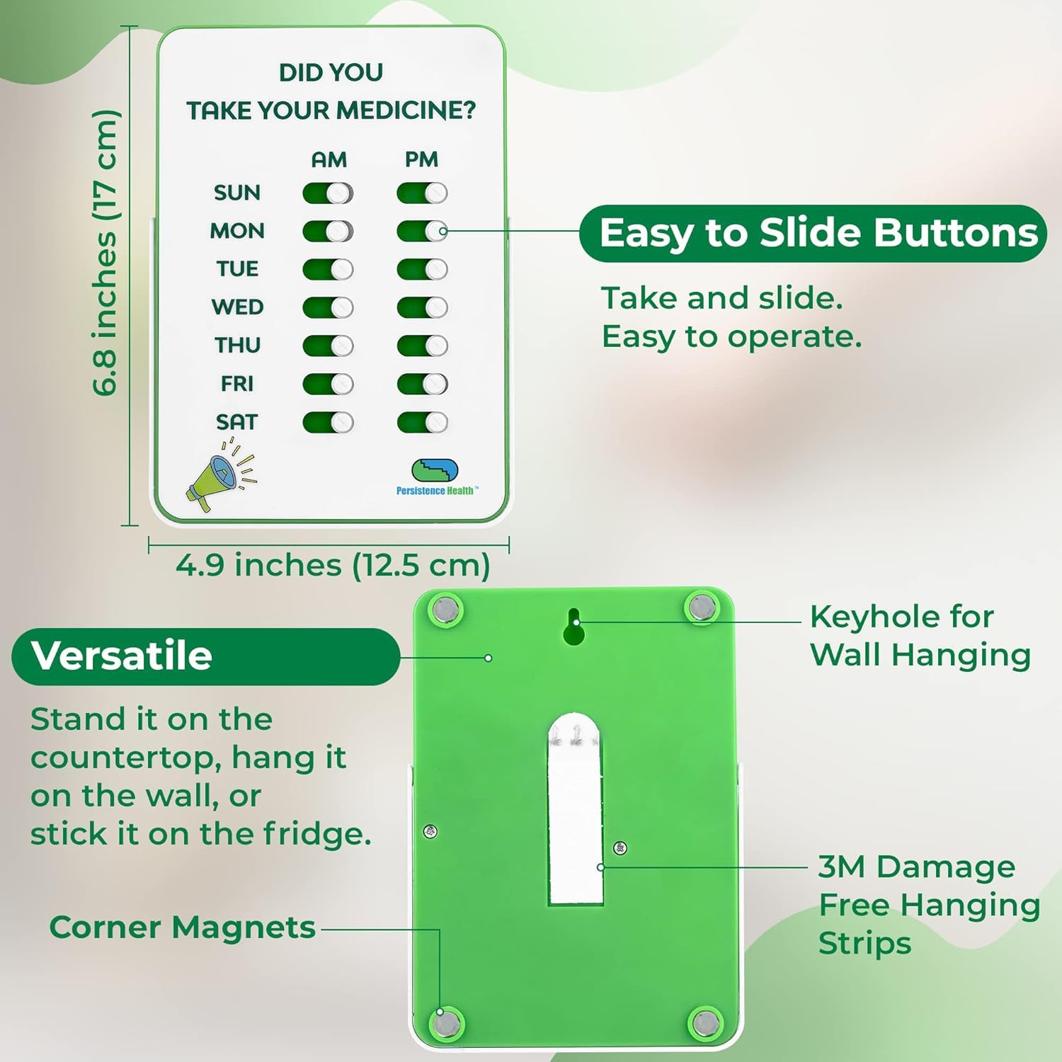 Medication Tracker & Pill Reminder | Visual Reminder Alarm | 7 Day AM PM Medication Reminder | Take and Slide | No More Second-g