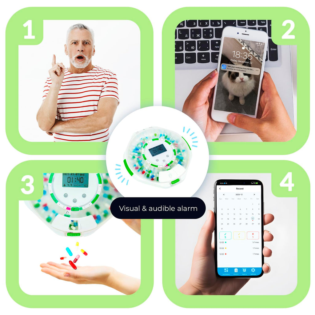 Adamson TimelyMed Smart Pill Dispenser Machine with Alarm + WiFi App Monitoring + 28 Day Medicine Dispenser + Automatic Pill Dis