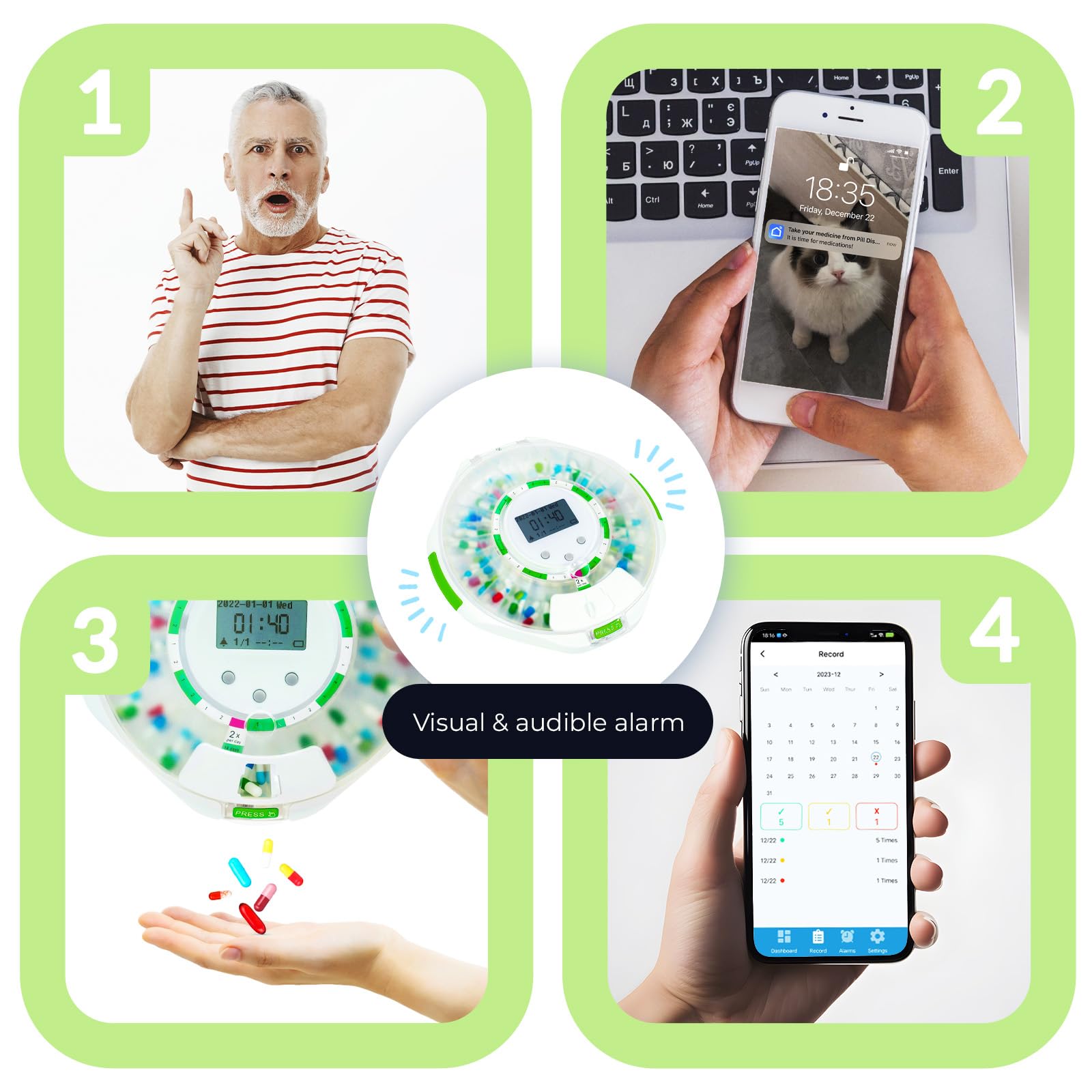 Adamson TimelyMed Smart Pill Dispenser Machine with Alarm + WiFi App Monitoring + 28 Day Medicine Dispenser + Automatic Pill Dis