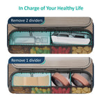 Fullicon Daily Travel Moisture Proof Pill Case with 12 Extra Large Compartment, Pill Organizer with 3 Secured Buckles, Large Sup