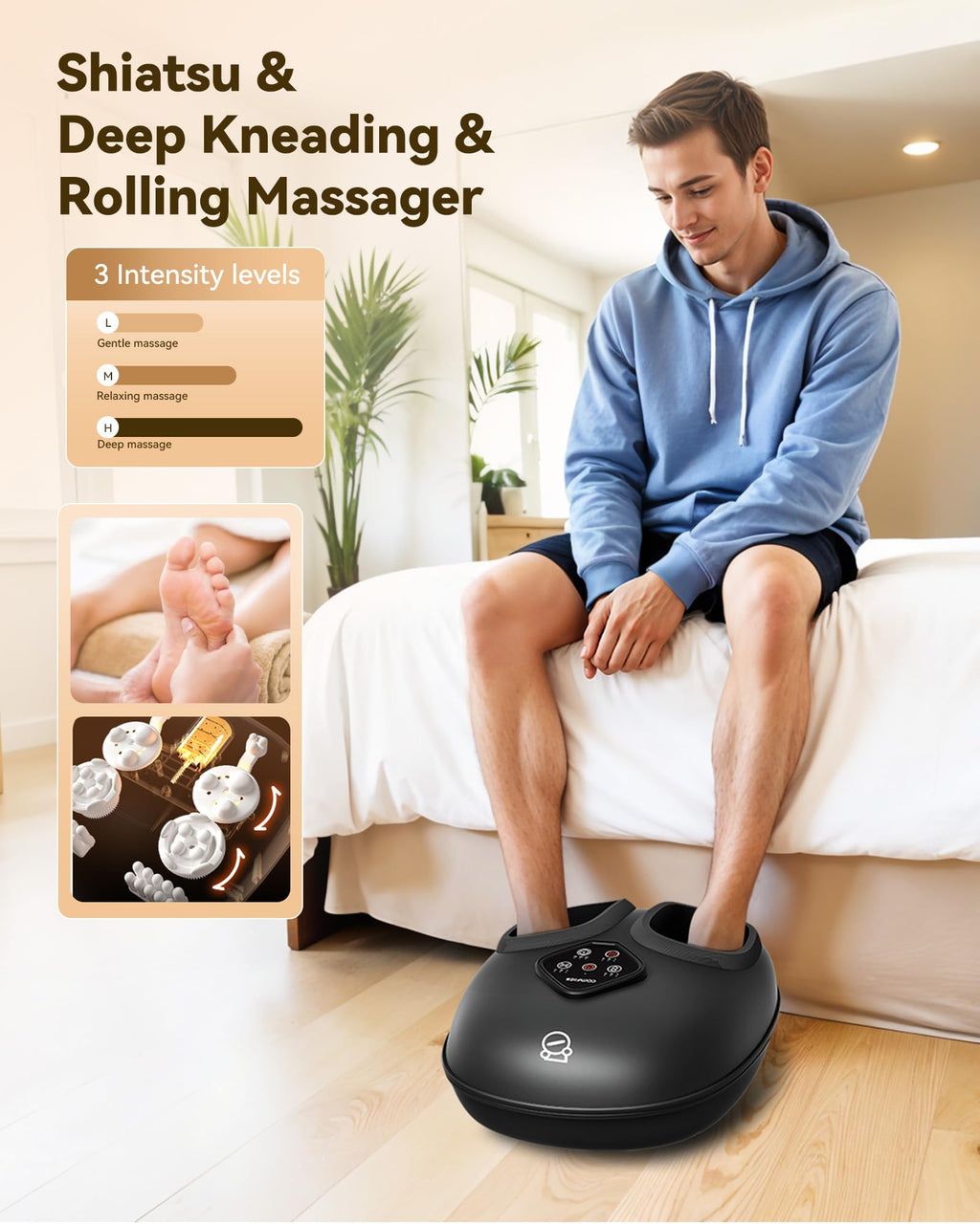 COMFIER 2025 Shiatsu Foot Massager with Heat,Compression,Kneading &Rolling,Foot Massager for Neuropathy,Plantar Fasciitis,Upgrad