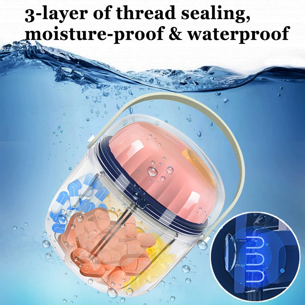 Portable Pill Box, GloDeals Weekly Pill Organizer 7-Day Travel Medicine Organizer BPA Free Moisture Proof Portable Medicine Cont