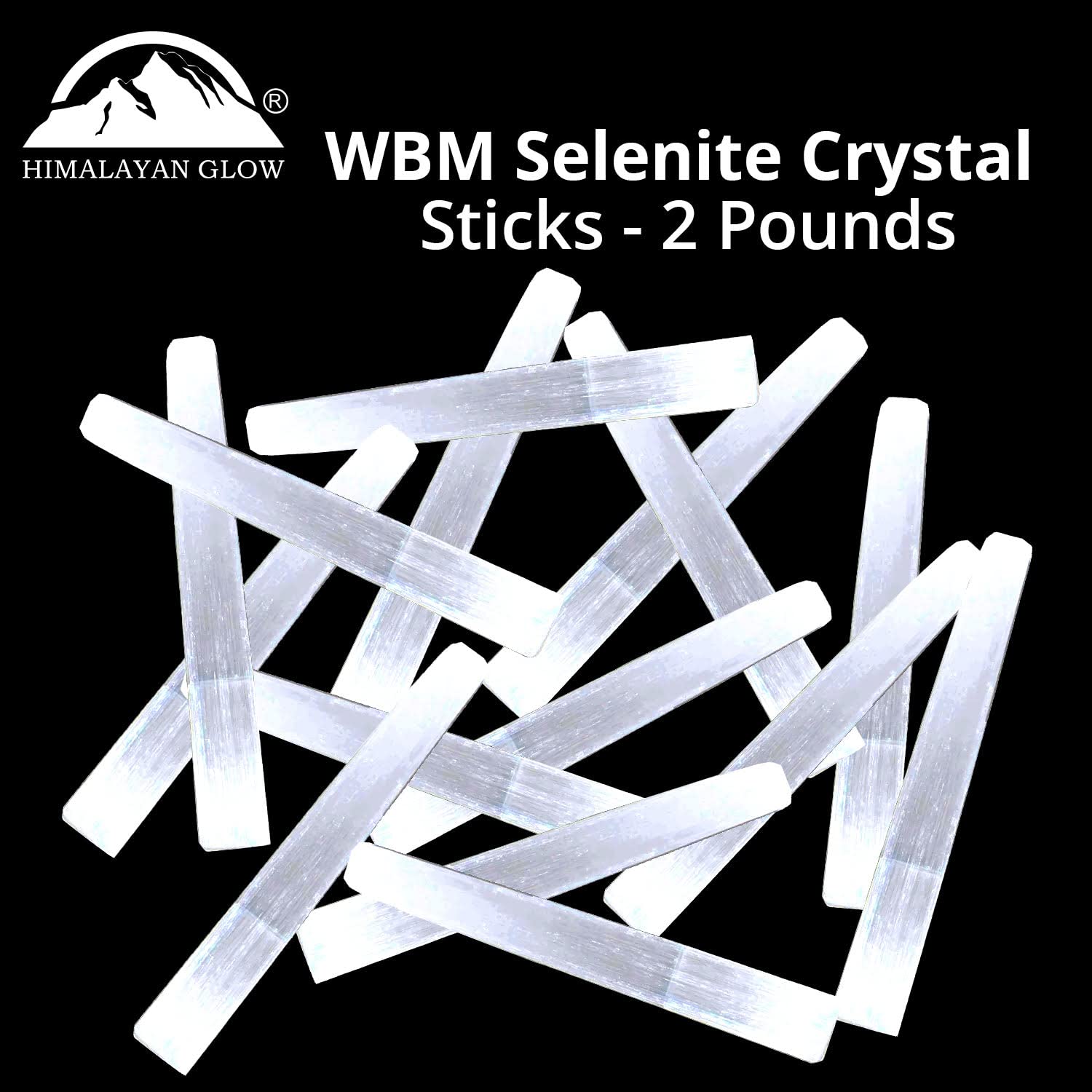 Himalayan Glow WBM Selenite Crystal Sticks - 2 Lbs Crystals and Healing Stones Tourmaline Crystal Reiki, Chakra Stones for Smudg