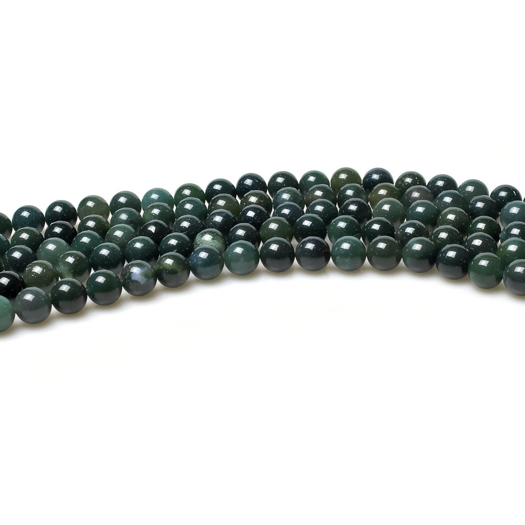 MJDCB Natural Moss Agate Round Crystal Energy Stone Beads Healing Power for Jewelry Making (6mm)