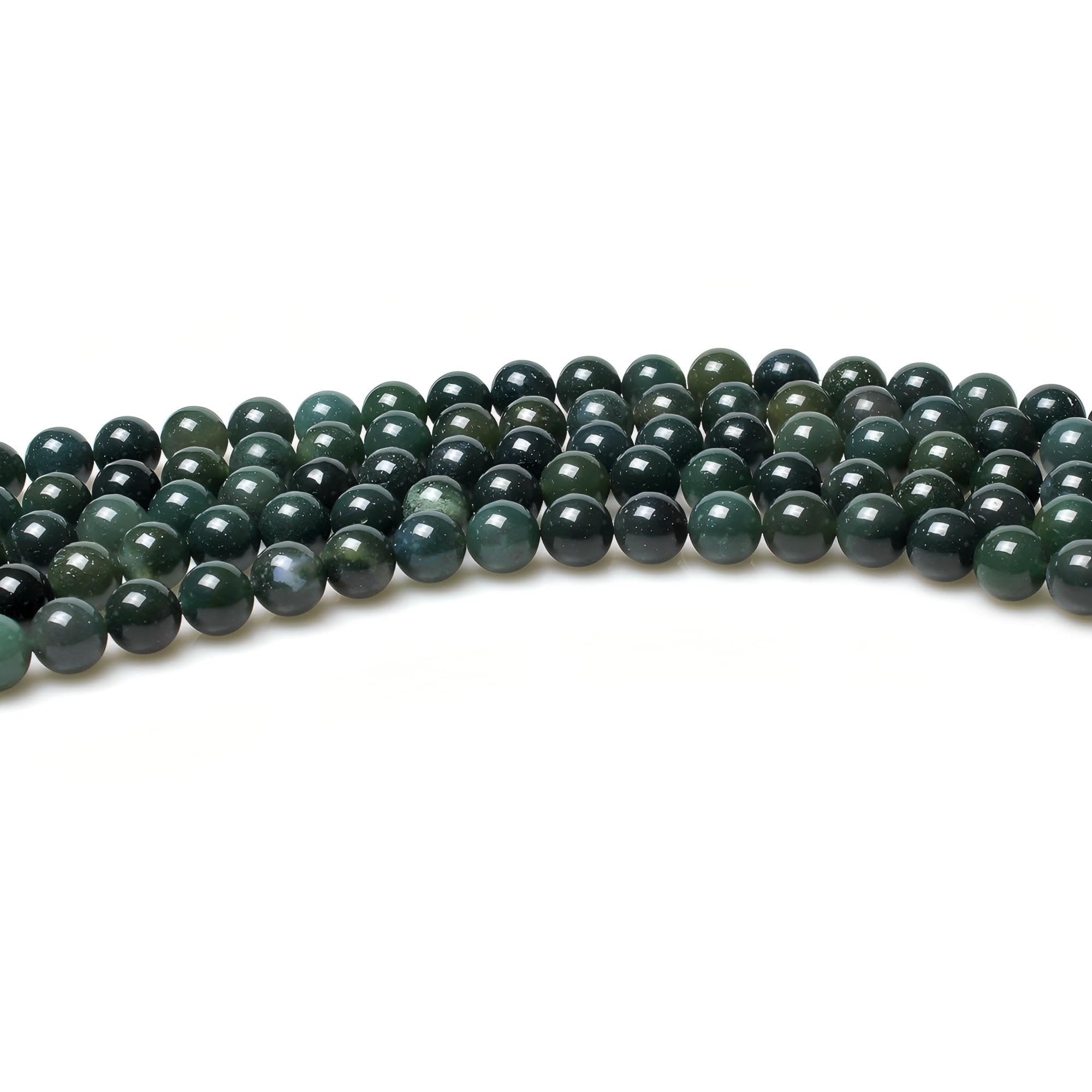 MJDCB Natural Moss Agate Round Crystal Energy Stone Beads Healing Power for Jewelry Making (6mm)