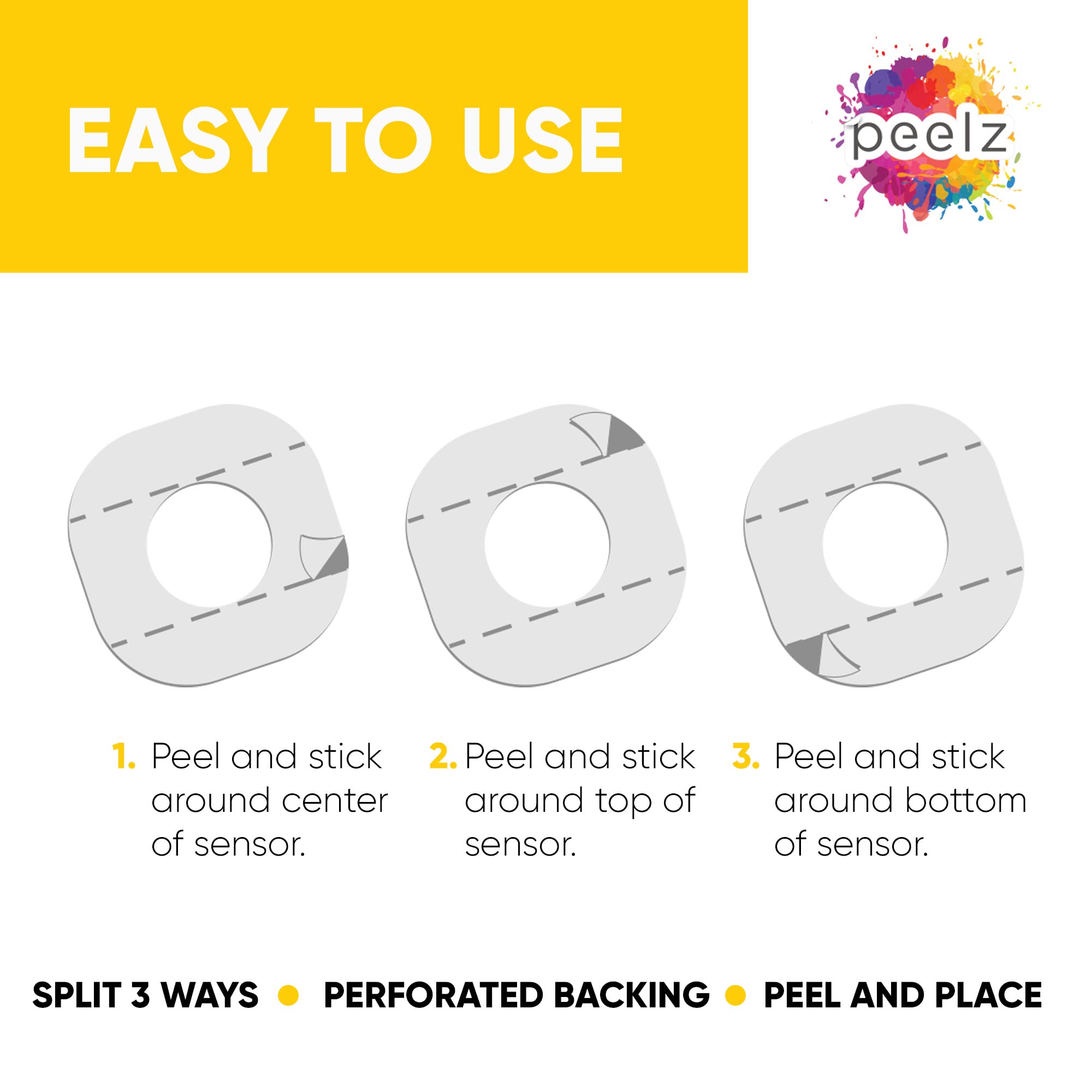 Peelz Dexcom G7 and Stelo Adhesive Patches 15 Pack - US-Made Waterproof CGM Sensor Patches for 15+ Days - Sensitive Skin Diabeti