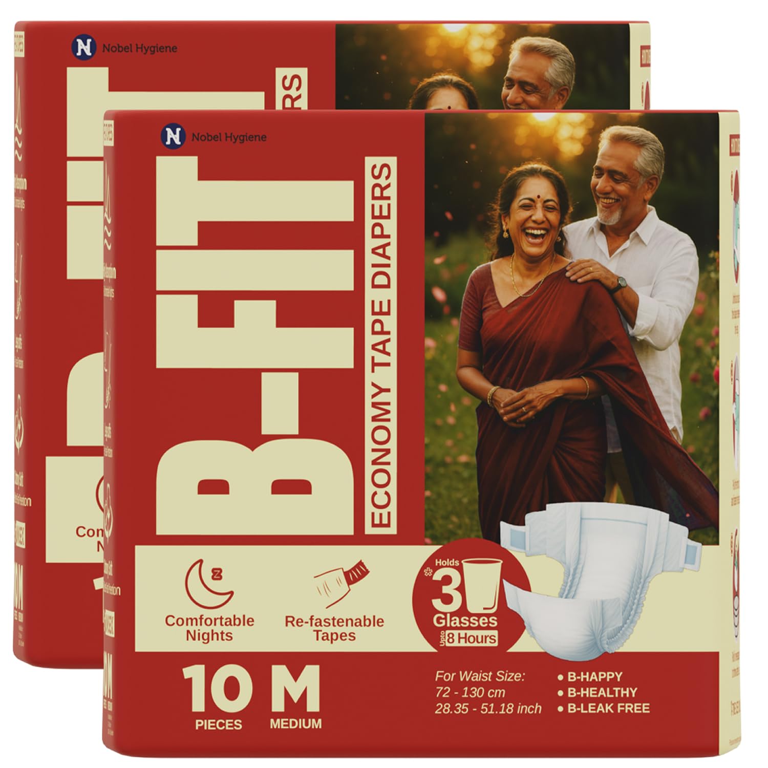 BFit Economy Adult Diaper M Size Tape Style | 20 Count (Medium) | Waist 28.35  51.18 Inch | Long Protection Hours | Unisex | L