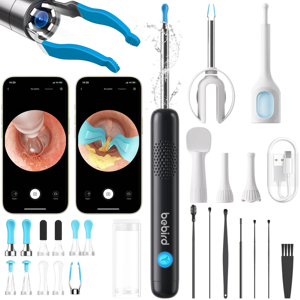 BEBIRD R1 Ultra Ear Wax Removal, Ear Cleaner with Camera Ear Scope, Wax Remove Ear Pick with Ear Otoscope Tweezers, Visual Dropp