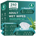 [240 Count] Adult Wipes for Elderly, 8 x 12 Extra Large Adult Wipes for Incontinence & Cleansing - Disposable Washcloth for Elde