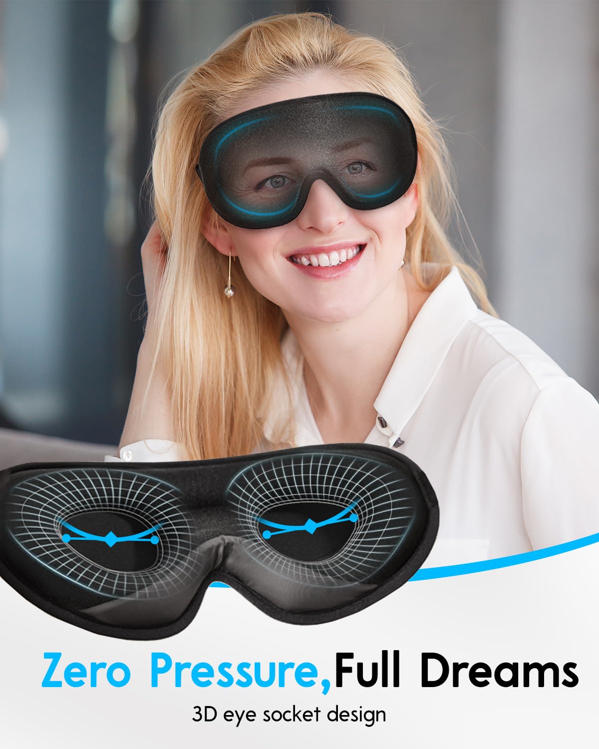 Arboleaf Sleep Mask, Sleep Eye Mask, Comfort Sleeping Mask, Adjustable Fit Sleep Masks for Women, Contoured for Zero Pressure, S
