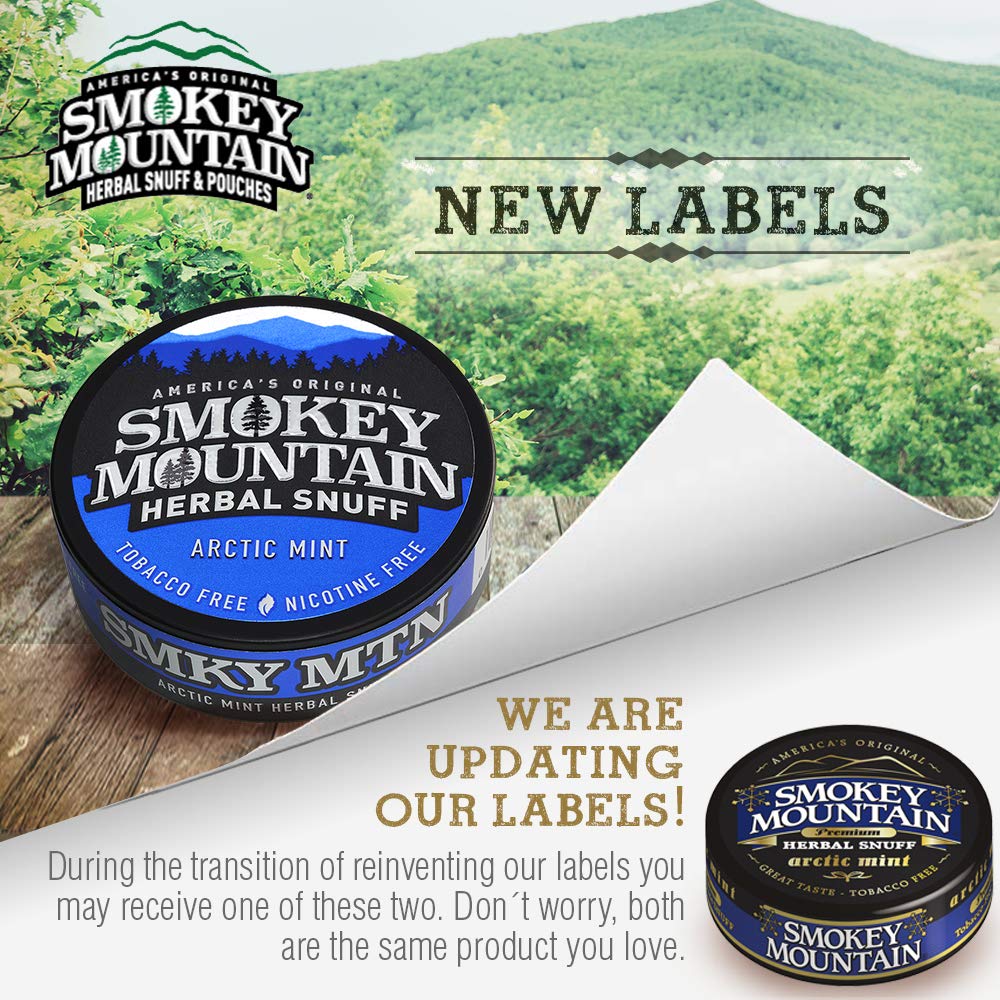 Smokey Mountain Herbal Long Cut - Arctic Mint - 1 Can - Tobacco Free and Nicotine Free Snuff