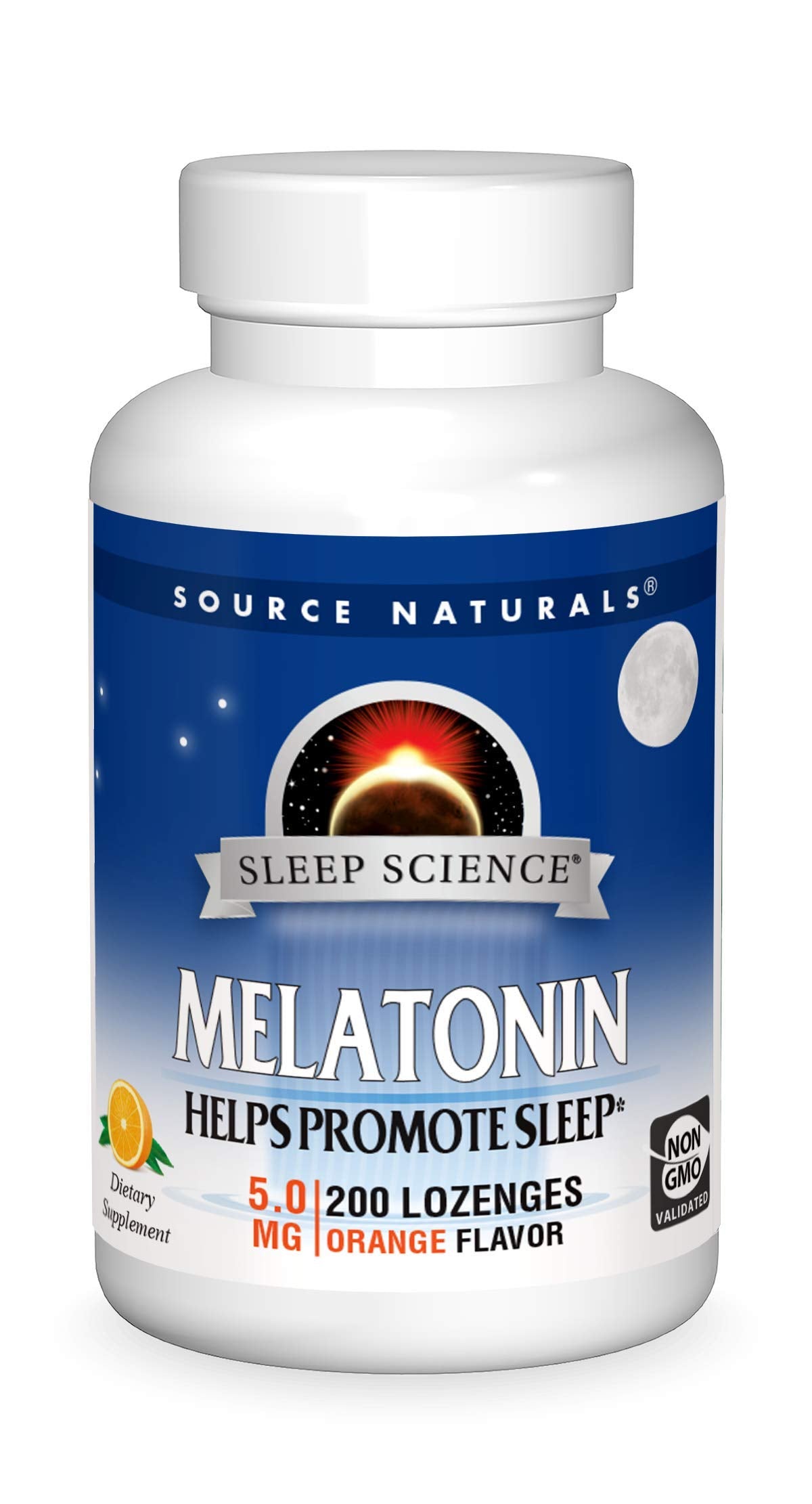 Source Naturals Melatonin, Dietary Supplement That Supports Sleep* 5 mg - 200 Orange Flavored Lozenges