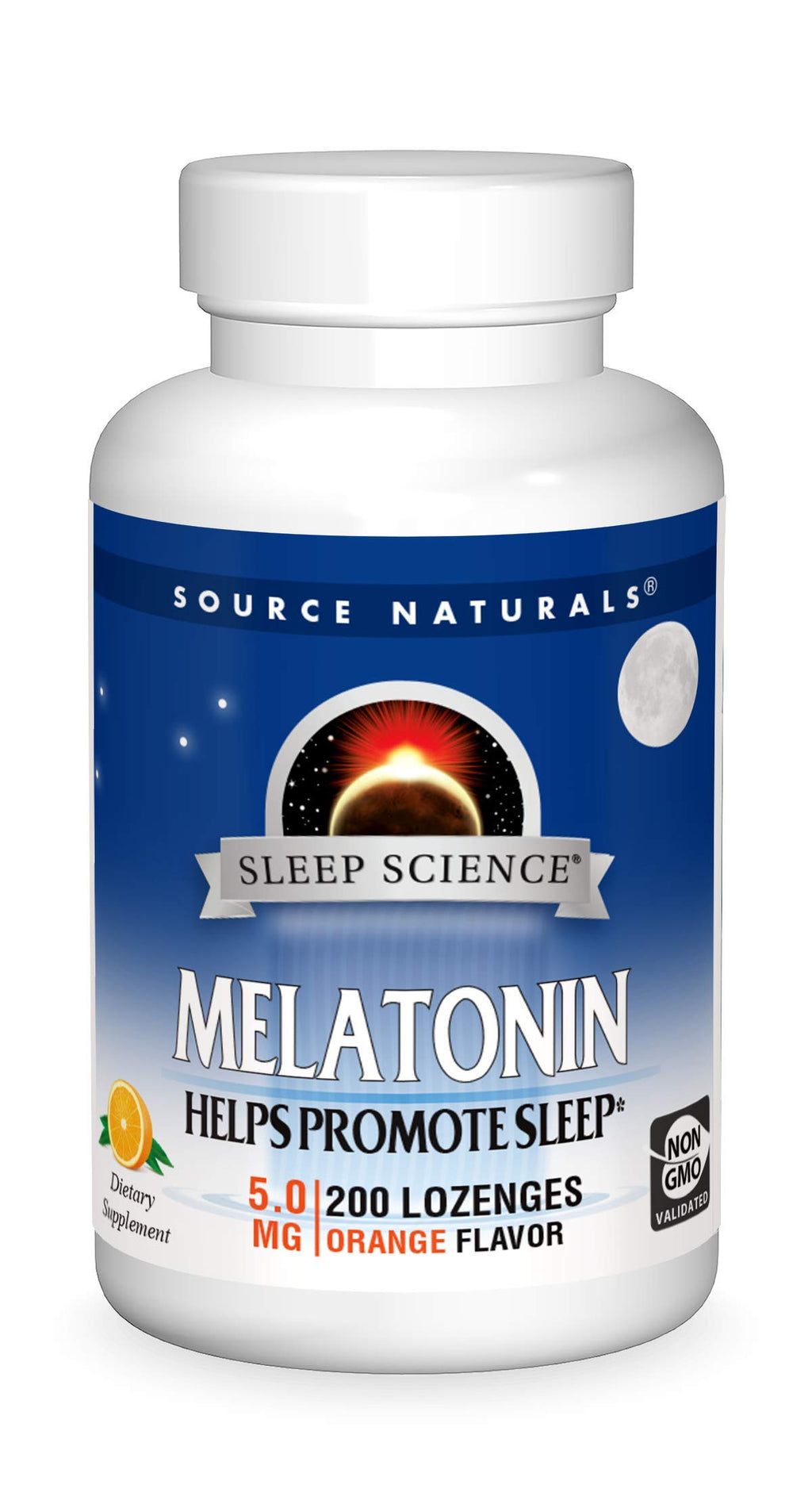 Source Naturals Melatonin, Dietary Supplement That Supports Sleep* 5 mg - 200 Orange Flavored Lozenges