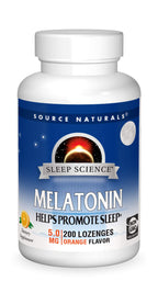 Source Naturals Melatonin, Dietary Supplement That Supports Sleep* 5 mg - 200 Orange Flavored Lozenges