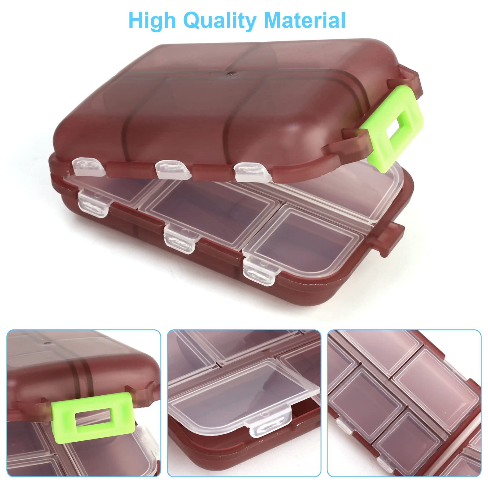2PCS Travel Pill Box, Cute Pill Organizer, Small Pill Case, Portable Medicine Organizer for Purse, with 10 Compartments for Diff
