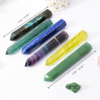 Apengshi 1PCS Natural Crystal Green Fluorite Tower 5.9-6.3 (15-16cm) 6 Faceted Single Point Prism Healing Crystal Wand for Medit