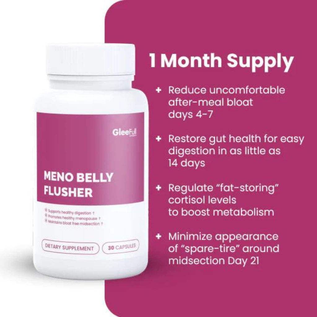 GleeFull Meno Belly Flusher - Menopause Supplements for Women - Hormone Balance for Weight Loss - Supports Digestion to Maintain