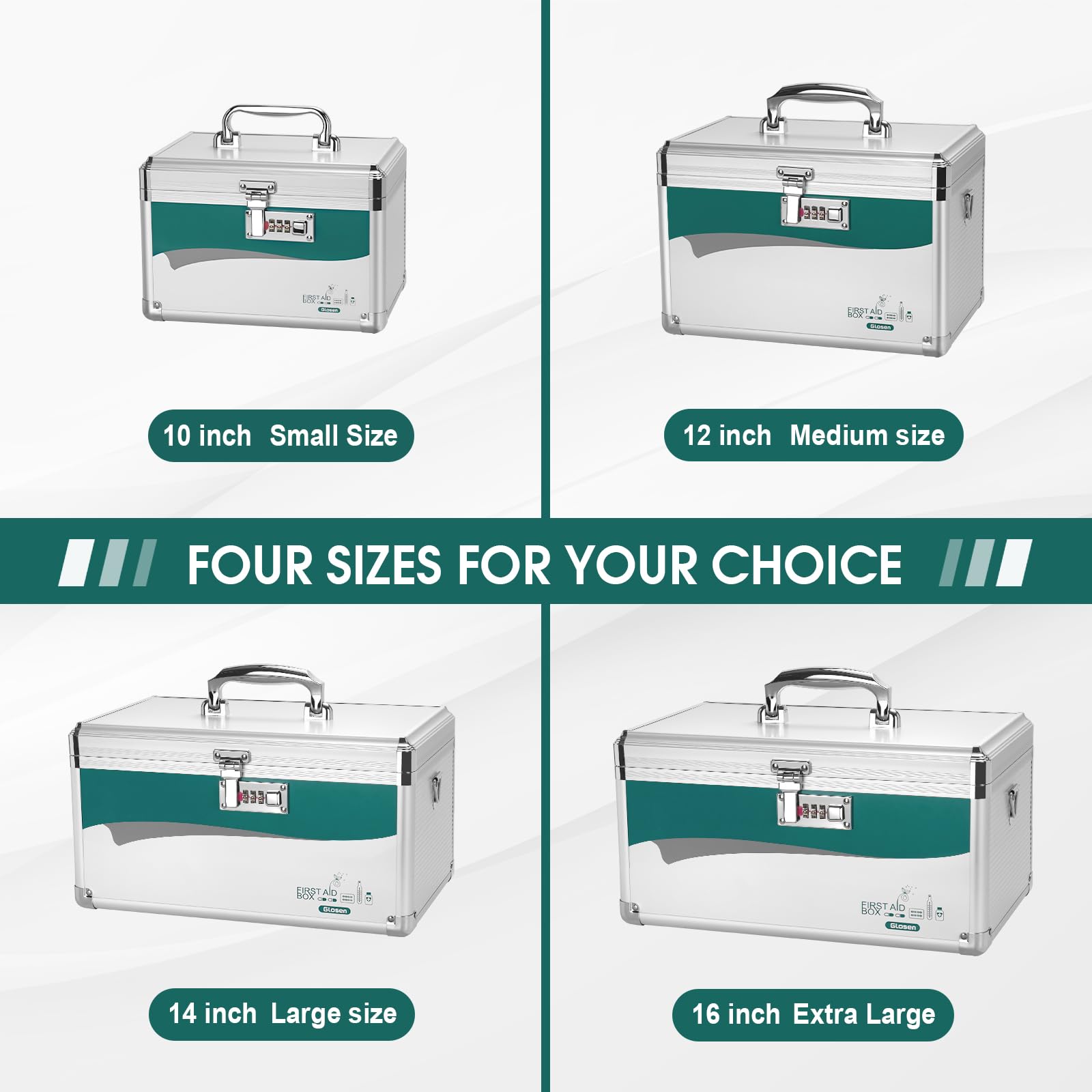 Glosen Medicine Lock Box with Combination Lock,Medication Lock box12 x 7.68 x 7.87 Inch ?Medium? Safe Lock Box,Medical Box Organ