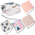APLZGMG 4Pcs Portable Sanitary Napkin Storage Bag Reusable Period Pad Pouch Mini Menstrual Pad Zipper Bag with Lanyards First Pe