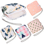 APLZGMG 4Pcs Portable Sanitary Napkin Storage Bag Reusable Period Pad Pouch Mini Menstrual Pad Zipper Bag with Lanyards First Pe