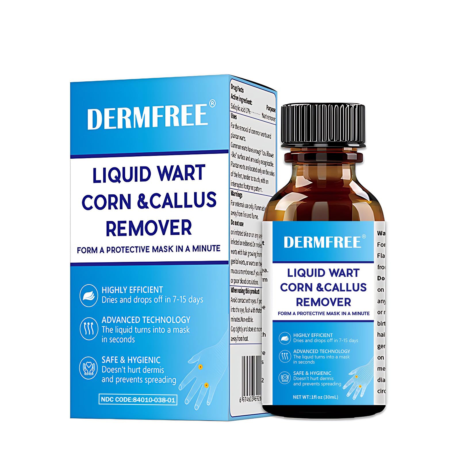 DERMFREE LIGUID WART Remover,Fast Action Wart Remover,17% salicylic Acid wart Remover, Plantar Wart, Common Wart, Flat Wart,Corn