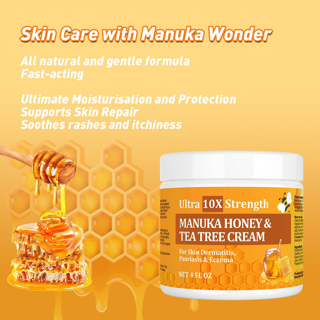 SIONPPGET Manuka Honey and Colloidal Oatmeal Cream, Gentle Smoothing for Dry & Itchy Skin, Fast Acting for Eczema, Psoriasis, De