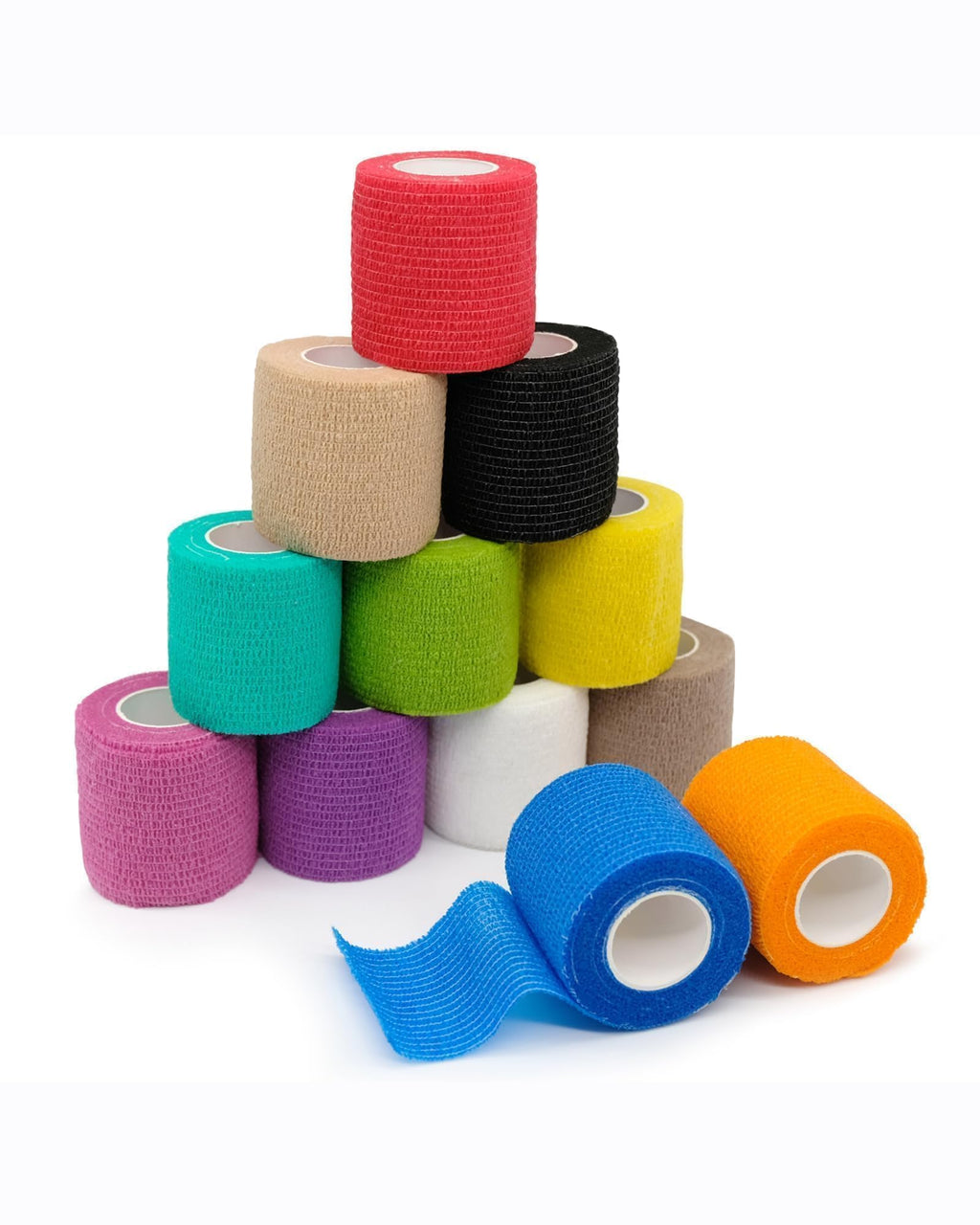 FriCARE Self Adhesive Bandage Wrap, Medical Tape in First Aid Kit, Cohesive Bandages for Wounds Sport Vet, 2 Inches X 5 Yards 12