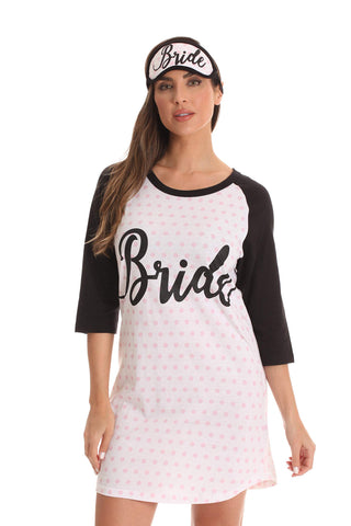 Just Love Bridal Party Sleep Shirt with Sleep Mask 6786-259-L