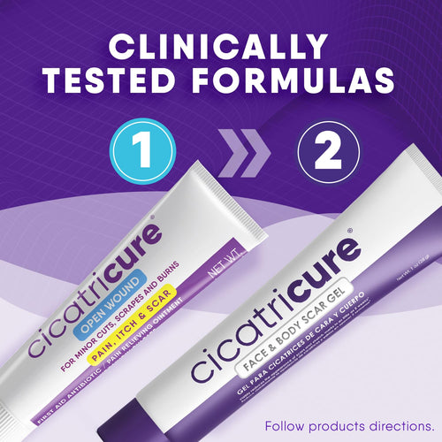 Cicatricure Skin Recovery Kit: Advanced Scar Gel & Open Wound Care Antibiotic Ointment, Reduces Stretch Marks, Surgical & Acne S