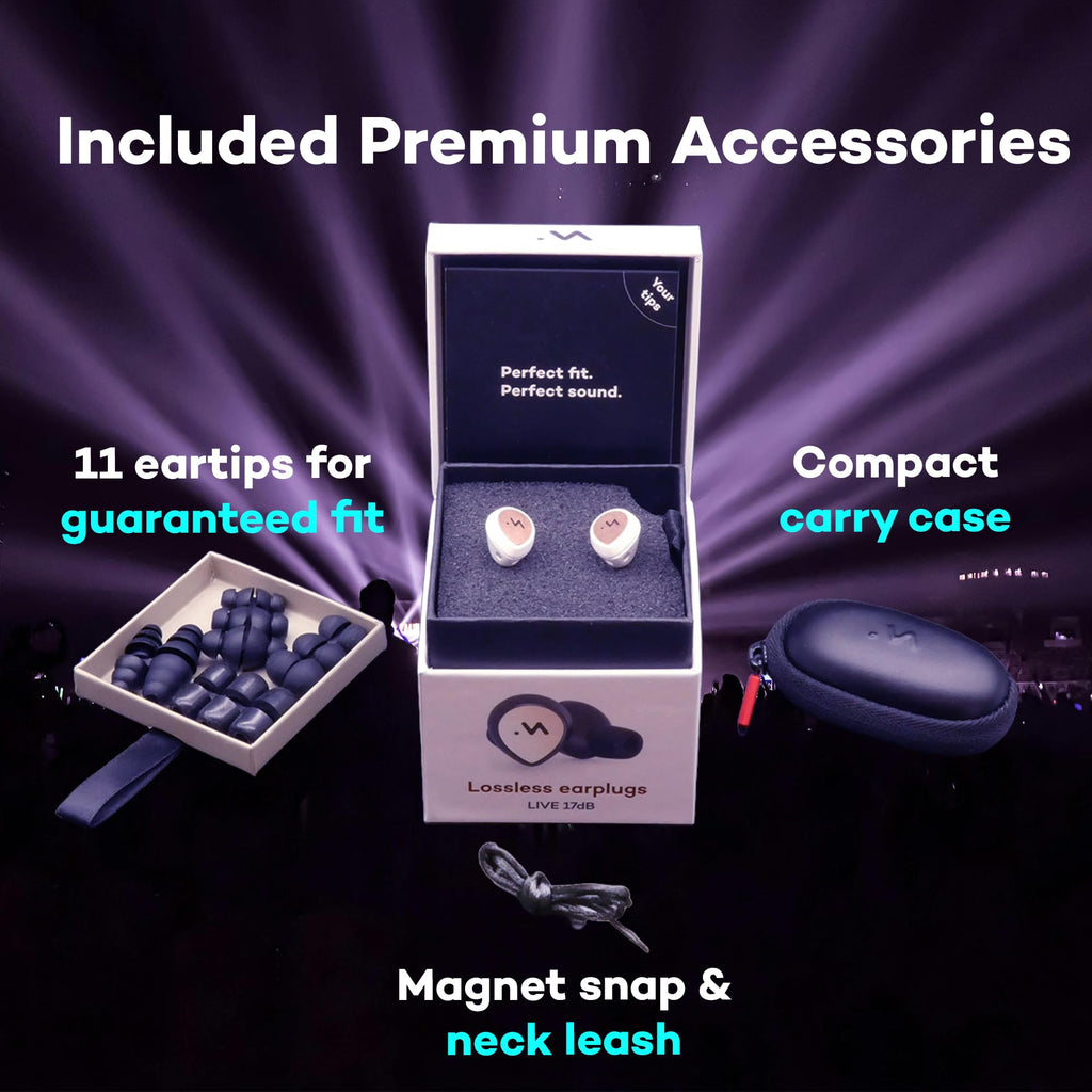 Minuendo LIVE earplugs High Fidelity acoustic hearing protection for Concerts, Clubbing, Festivals, Musicians, DJs | Reusable wi