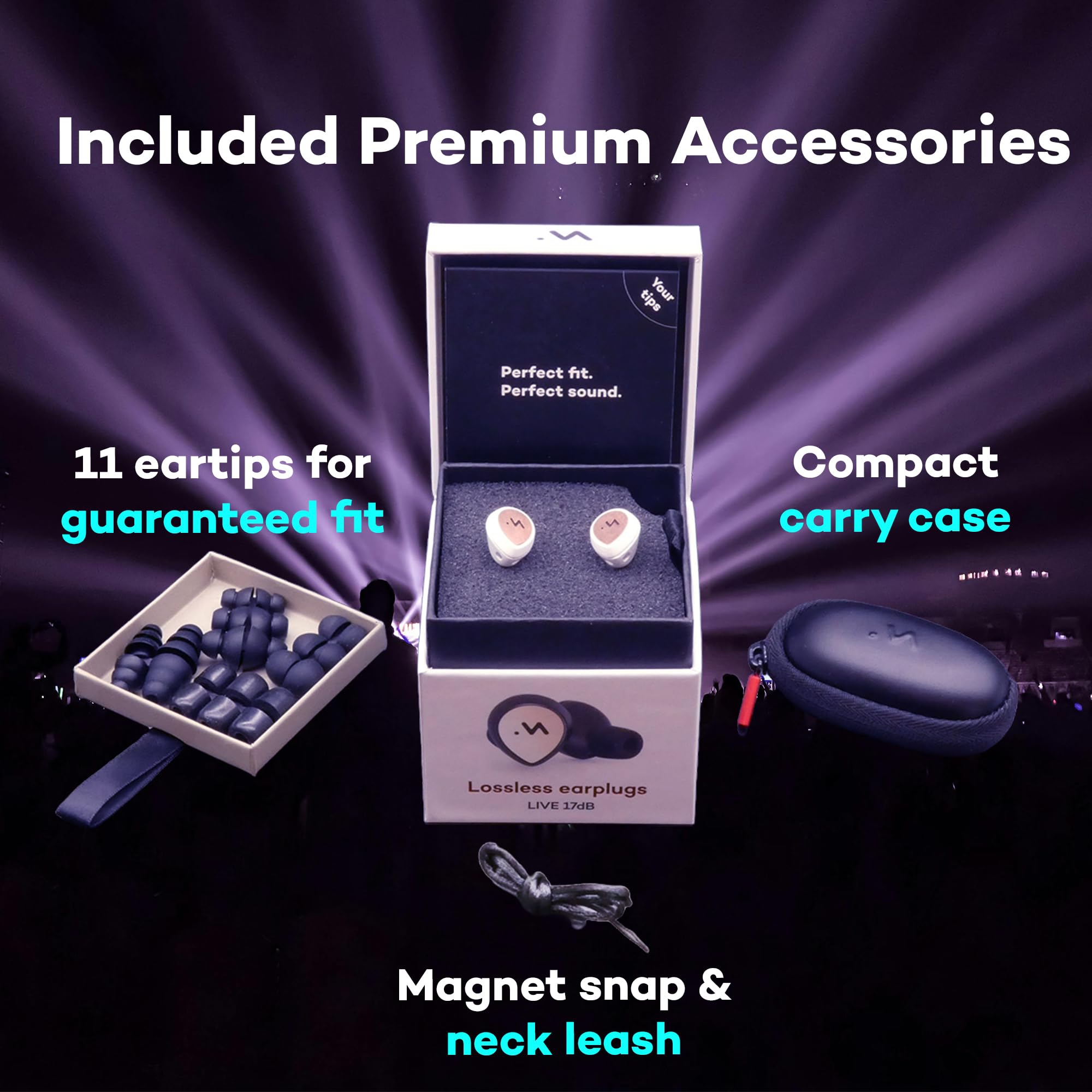 Minuendo LIVE earplugs High Fidelity acoustic hearing protection for Concerts, Clubbing, Festivals, Musicians, DJs | Reusable wi