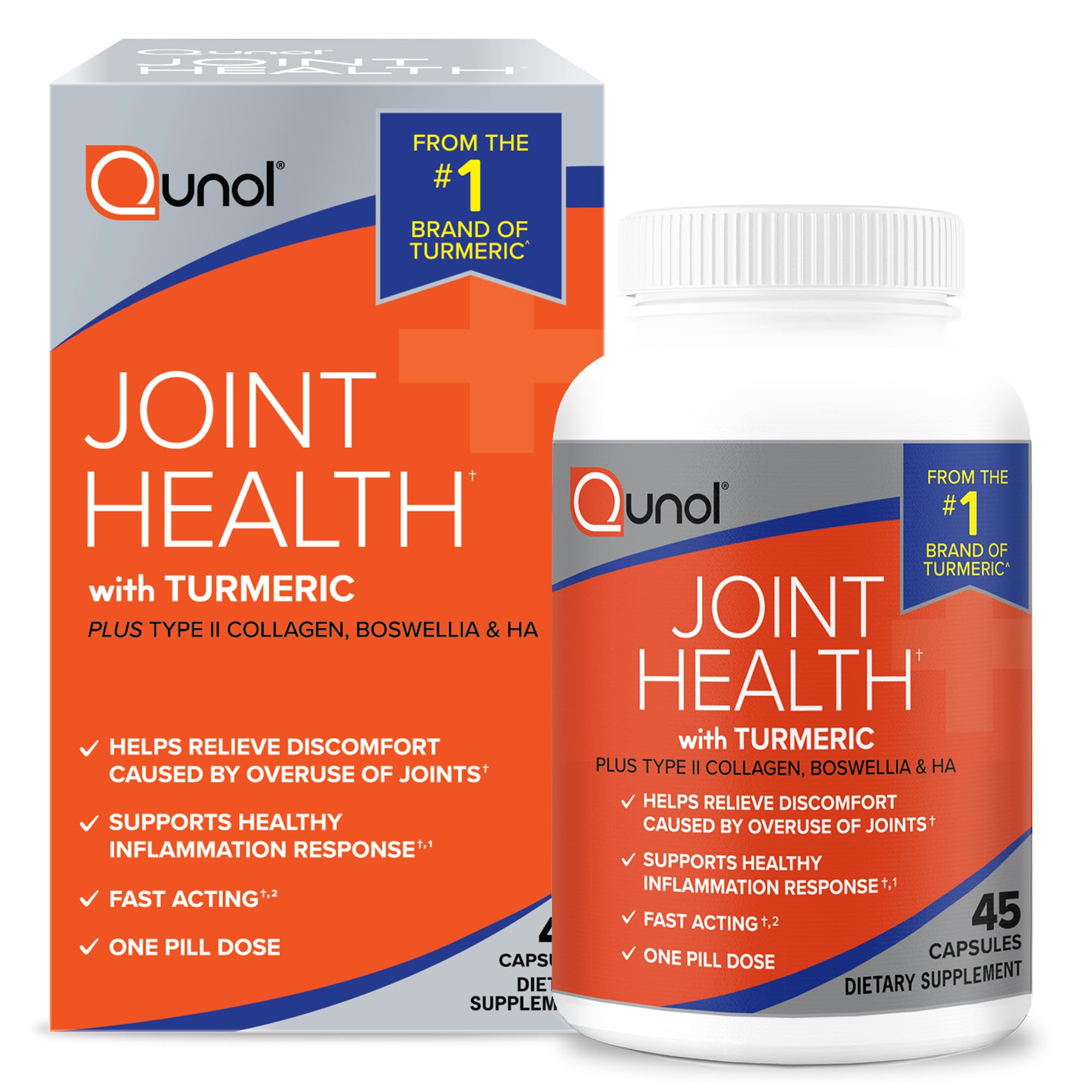 Qunol 5-in-1 Joint Support Supplement, Fast Acting, One Pill Dose, Support Healthy Inflammation Response & Discomfort Caused by 