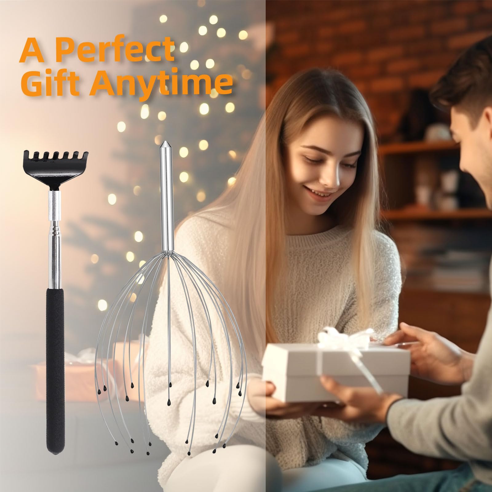 YEZY Head Massager 20 Fingers Head Scratcher Scalp Massager, Back Scratcher, Stocking Stuffers for Scalp Massage Back Massage (S