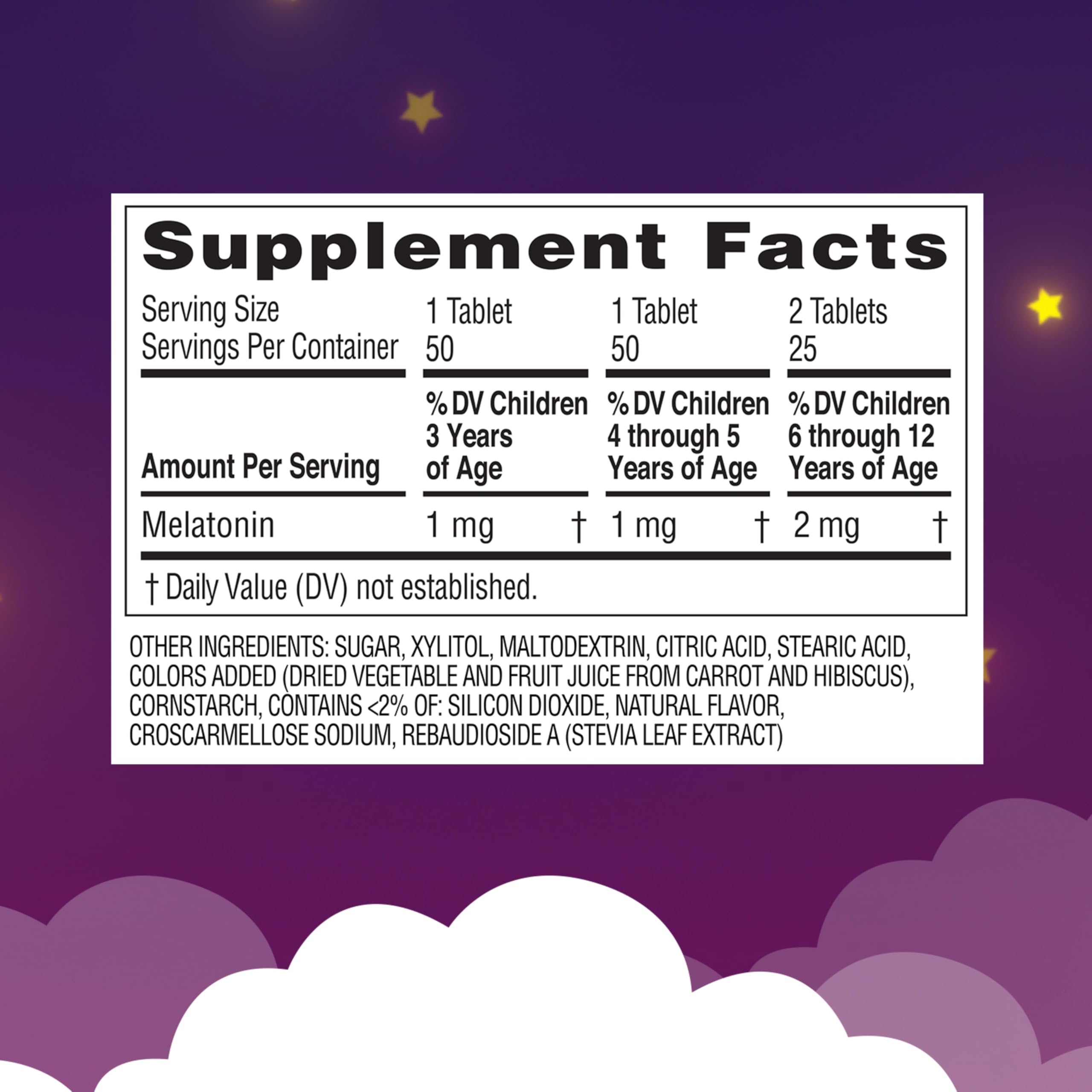 Zarbee's Kids 1mg Melatonin Chewable Tablet Drug-Free & Effective Sleep Supplement Easy to Take Natural Grape Flavor Tablets for