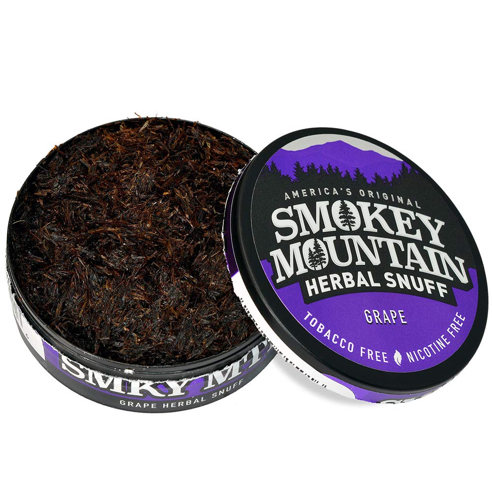 Smokey Mountain Herbal Long Cut - Grape - 1 Can - Tobacco Free and Nicotine Free Snuff