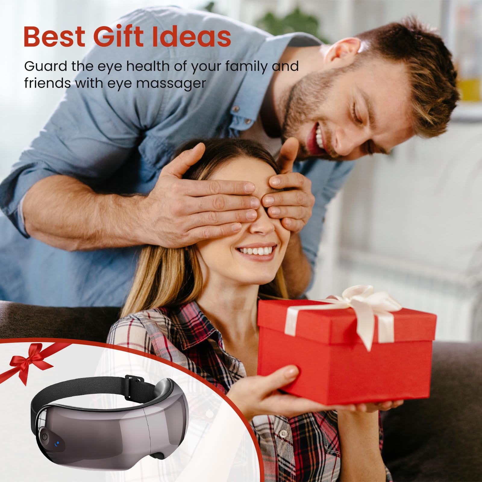 NOWWISH Eye Massager with Heat & Bluetooth Music, Valentines Day Gifts for Her or Him, Smart Heated Eye Mask for Relax Eye, Redu