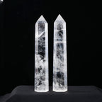 Apengshi Large Clear Quartz Natural Healing Crystal Tower 5.9-6.3 6 Faceted Single Point Chakra Crystal Wand Energy Meditation S