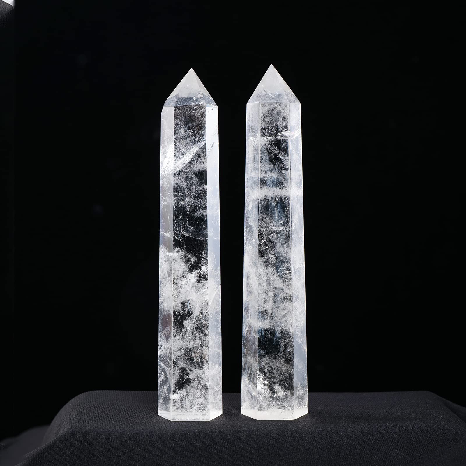Apengshi Large Clear Quartz Natural Healing Crystal Tower 5.9-6.3 6 Faceted Single Point Chakra Crystal Wand Energy Meditation S