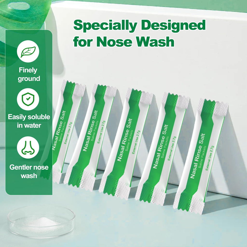 Waterpulse 120 Saline Packets,Premixed Neti Pot Salt Packets Individually Wrapped,Nasal Rinse Packets Sinus Rinsing Packets for