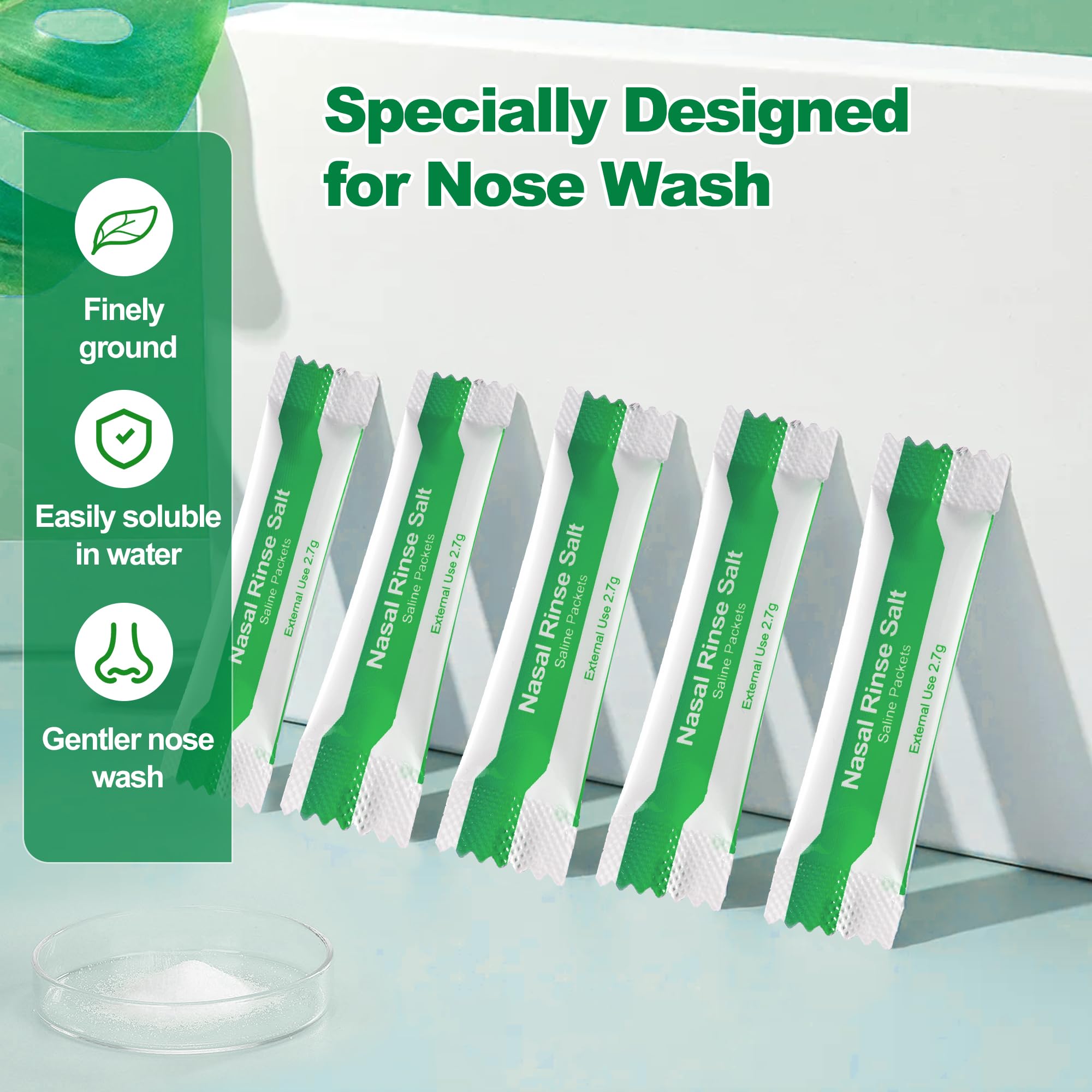 Waterpulse 120 Saline Packets,Premixed Neti Pot Salt Packets Individually Wrapped,Nasal Rinse Packets Sinus Rinsing Packets for