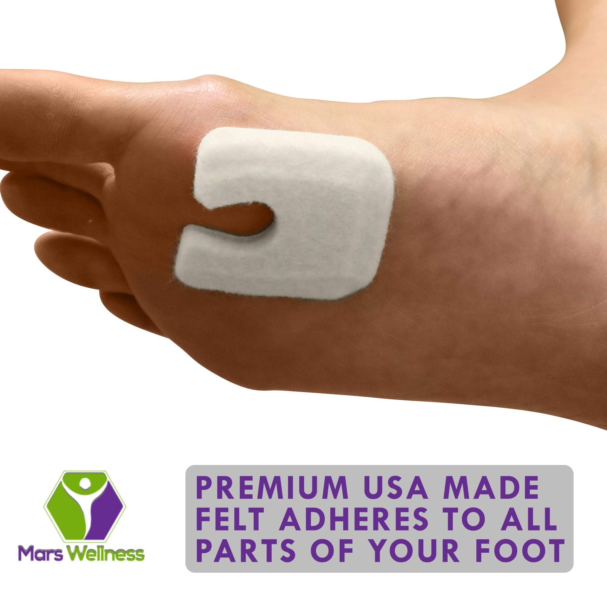 U Shaped Felt Callus Pads - Adhesive Foot Pads That Protect Calluses from Rubbing On Shoes - 3/16'' - 100 Pack