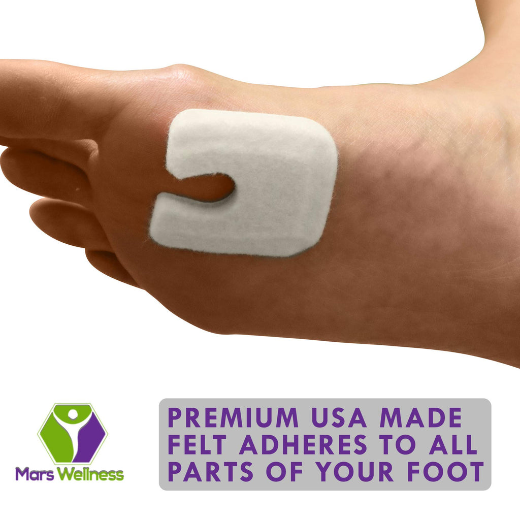 U Shaped Felt Callus Pads - Adhesive Foot Pads That Protect Calluses from Rubbing On Shoes - 3/16'' - 100 Pack