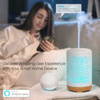 Earnest Living Smart Wifi Essential Oil Diffuser White Ceramic Diffuser 250 ml with Alexa Google Home App Phone Control LED and