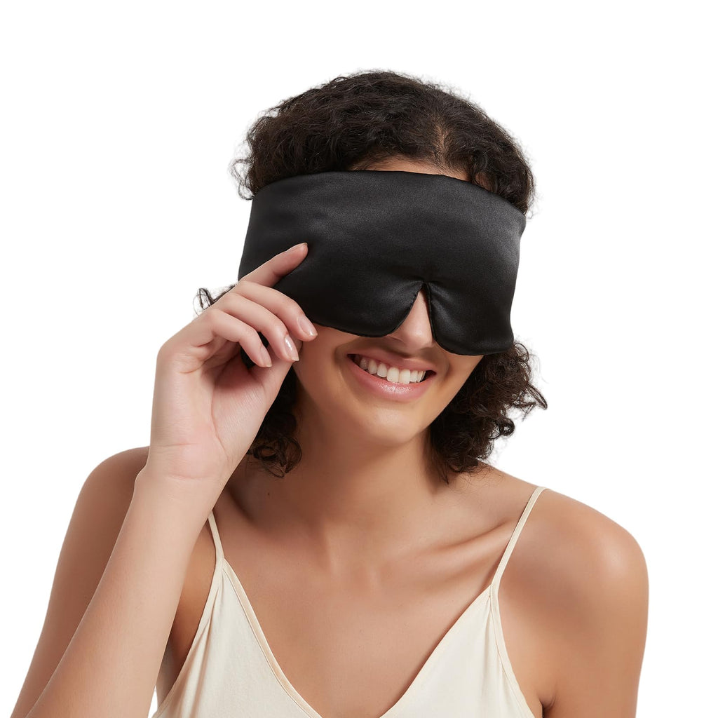 Wraparound Style ALASKA BEAR Silk Eye Mask, Wide Headband and Large Coverage Sleeping Mask for Sound-muffling, No Side Buckles o
