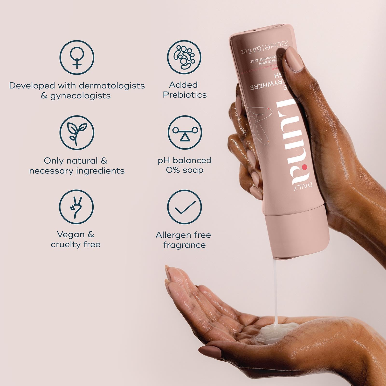 Luna Daily Hydrating Feminine Wash, Soft Cotten Scent | pH-Balanced Body Wash for Sensitive Skin | Moisturizing Daily Cleanser w