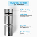 TISUR Pill Case, Titanium Keychain Pill Holder, 2 Compartments Small Metal Pill Box Tiny Waterproof Pill Bottle Pocket Portable