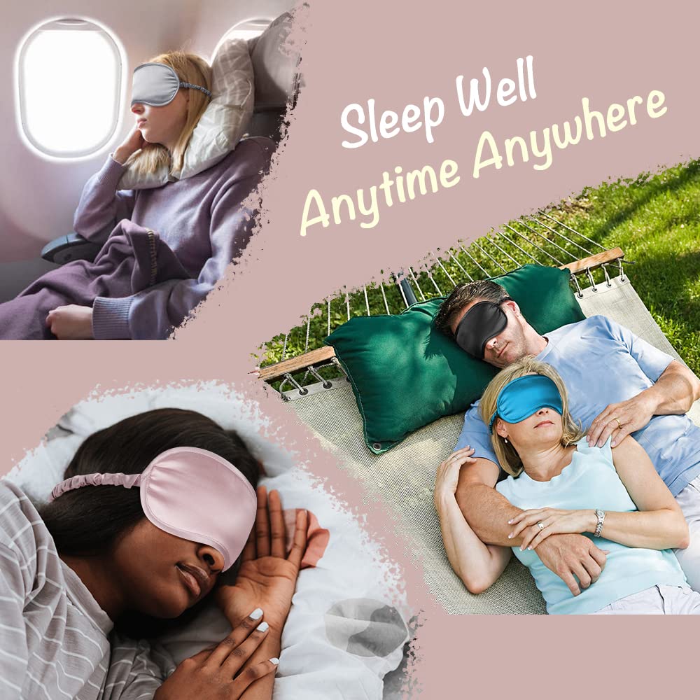 LULUSILK Mulberry Silk Sleep Eye Mask & Blindfold with Elastic Strap/Headband, Soft Eye Cover Eyeshade for Night Sleeping, Trave