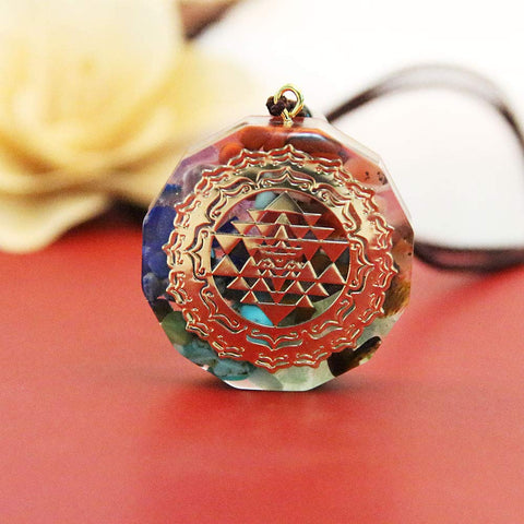 Acxico 1pcs Orgonite Pendant Sri Yantra Necklace Sacred Geometry Chakra Energy Necklace Gift